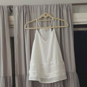 Ann Taylor LOFT White Sleeveless Flowey halter Top Sz M
